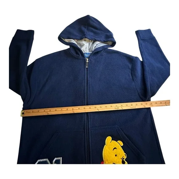 Vintage Winnie The Pooh 1/4 Zip Hoodie Fall Leaves Women's Medium Sz Blue Fleece - Picture 8 of 16
